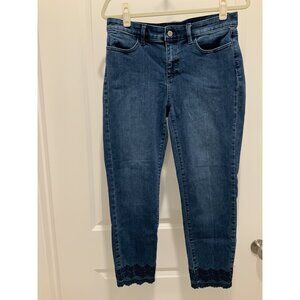 Talbots Jeans 8 Women's Flawless Slim Ankle Lace Trim On Hem Medium Wash
